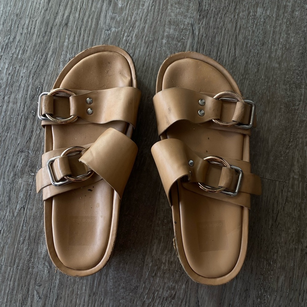 Tan Double Buckle Sandals